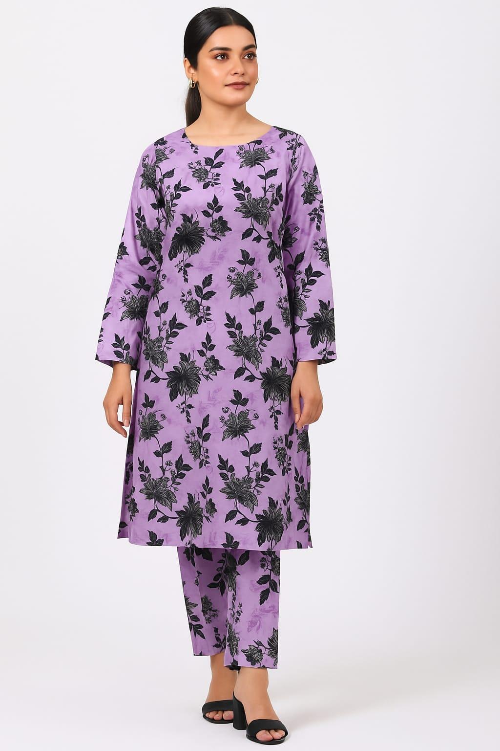 2 Pcs Women's Unstitched Printed Suit