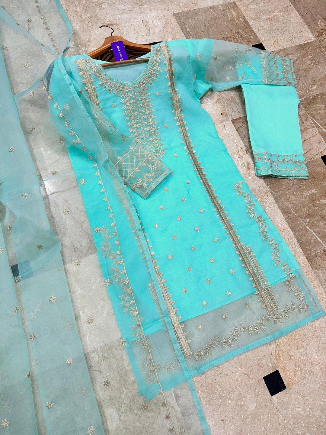 3 Pcs Women's Stitched Embroidered Suit