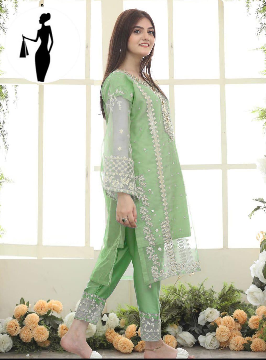 3 Pcs Women's Stitched Embroidered Suit