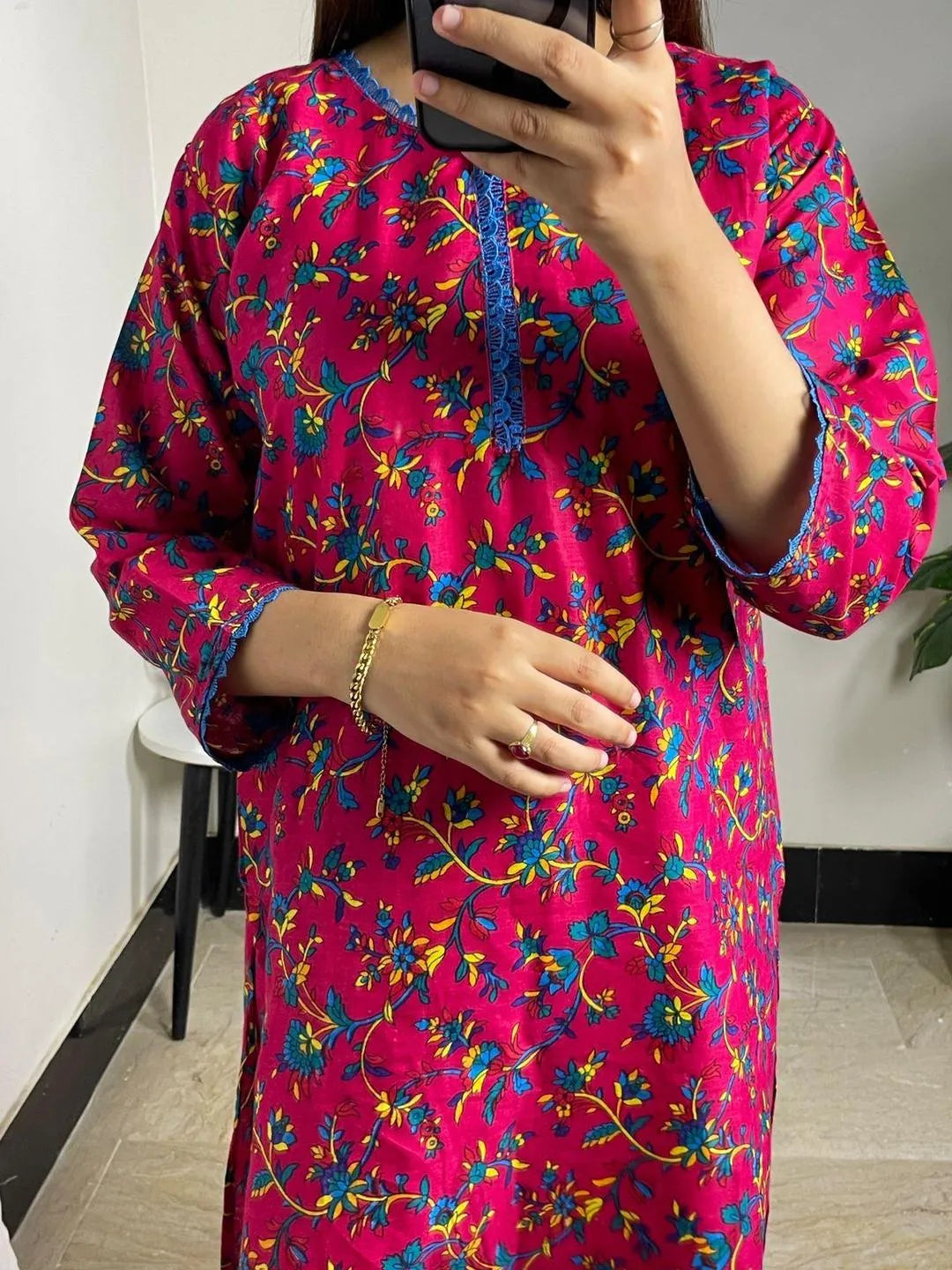 2 Pcs Women's Stitched Lawn Printed Shirt And Trouser