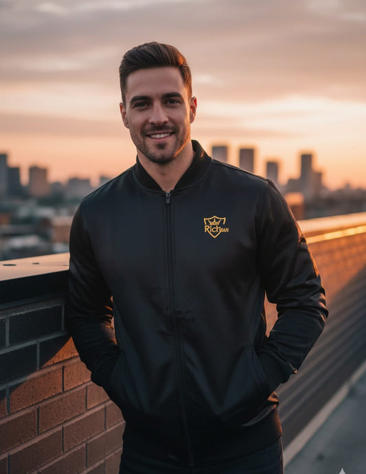 2 Pcs Men's Fleece Plain Zipper Track Suit