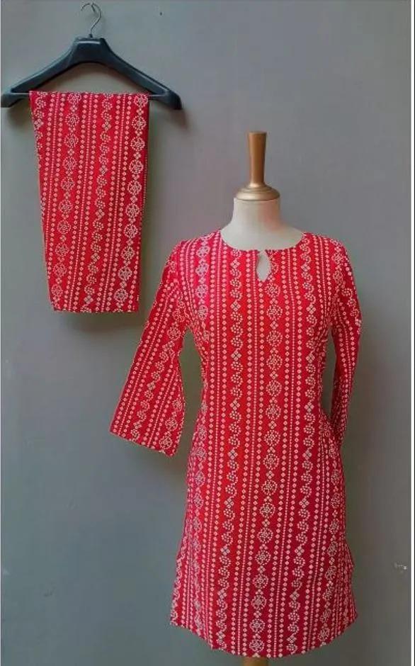 2 Pcs Women's Stitched Linen Printed Shirt And Trouser