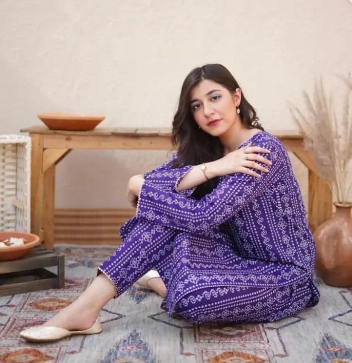 2 Pcs Women's Stitched Linen Printed Shirt And Trouser