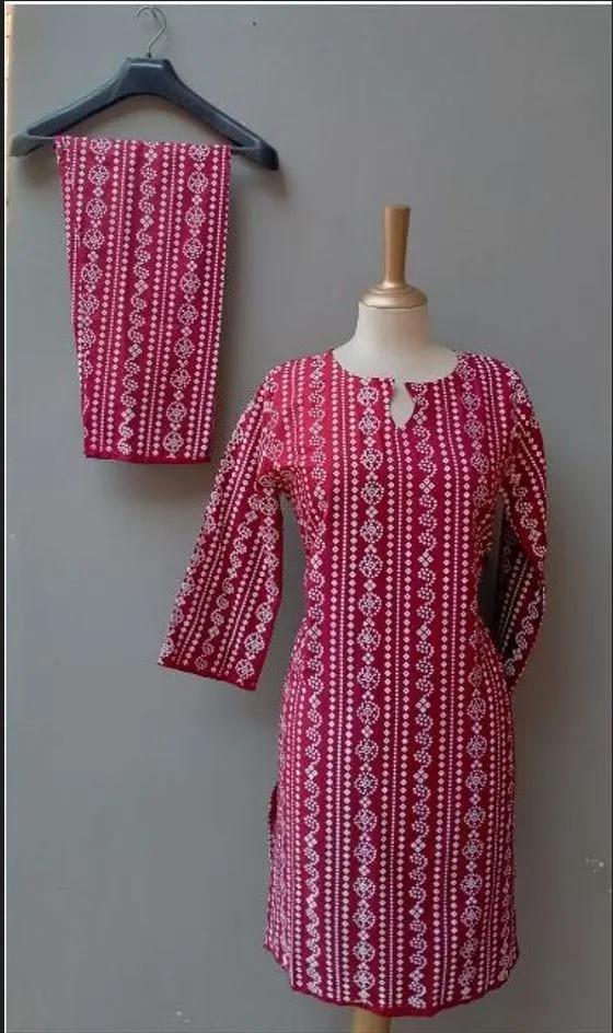 2 Pcs Women's Stitched Linen Printed Shirt And Trouser