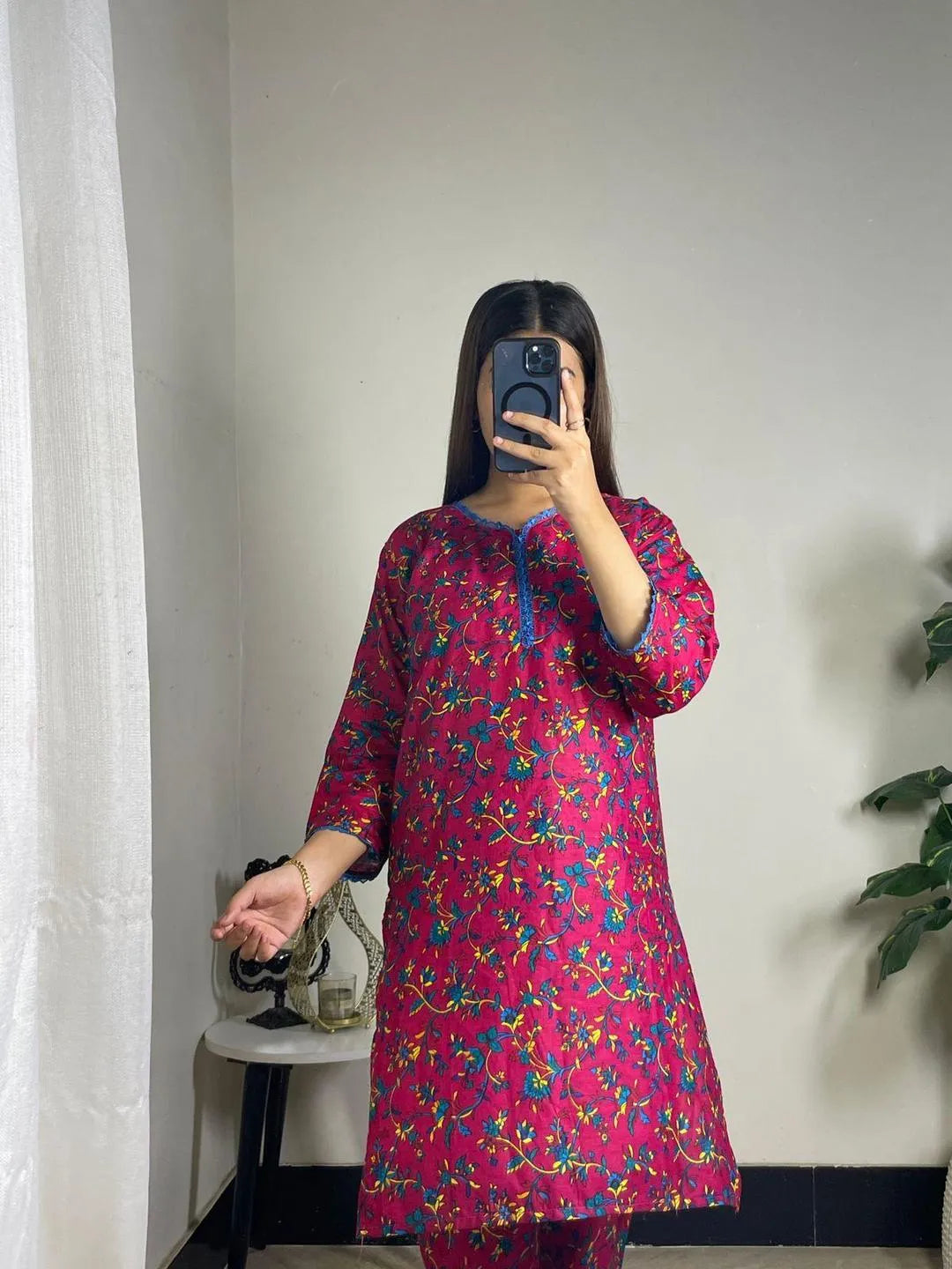 2 Pcs Women's Stitched Lawn Printed Shirt And Trouser