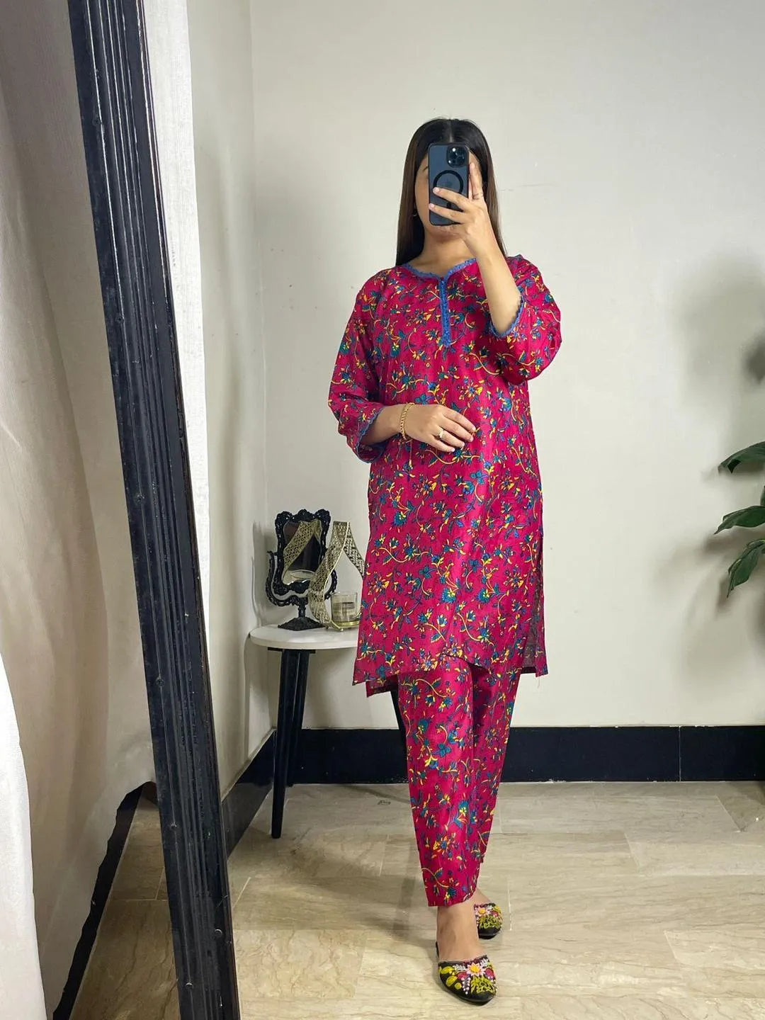 2 Pcs Women's Stitched Swiss Lawn Digital Print Shirt And Trouser