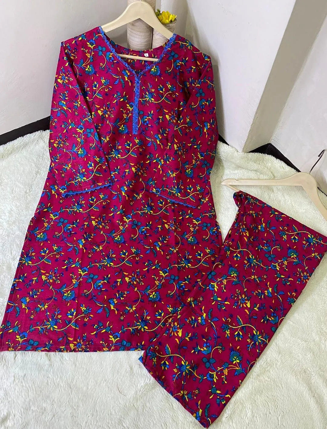 2 Pcs Women's Stitched Lawn Printed Shirt And Trouser