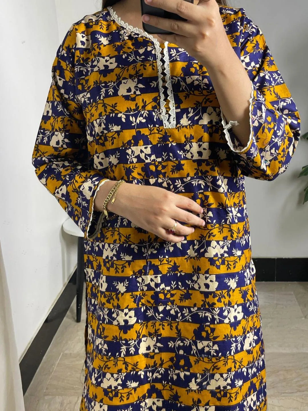 2 Pcs Women's Stitched Lawn Printed Shirt And Trouser